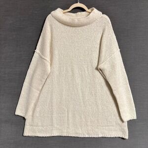 All Worthy Hunter McGrady Sweater 1X Cream Cotton Blend Mock Boat Neck Pullover